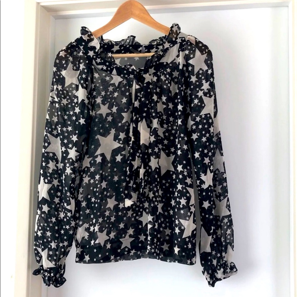 See through star pattern blouse